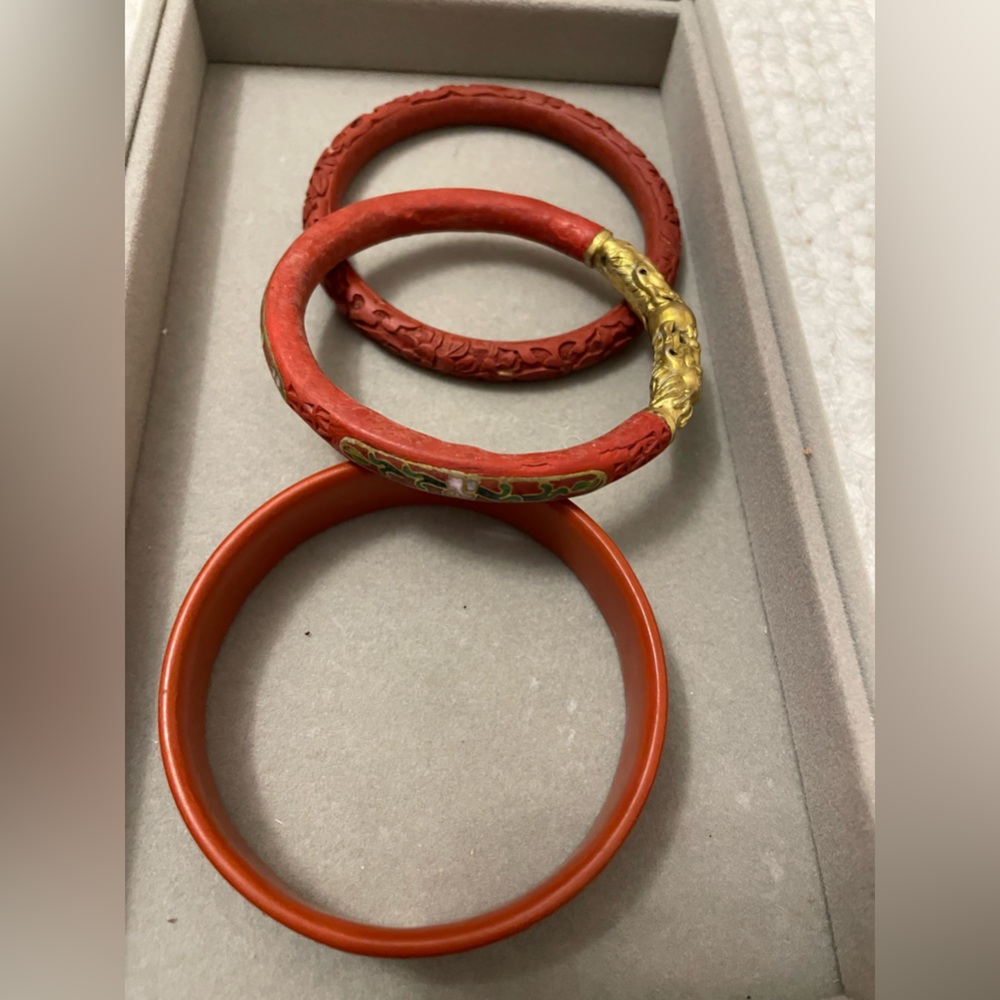 Three Authentic Cinnabar bracelets from China